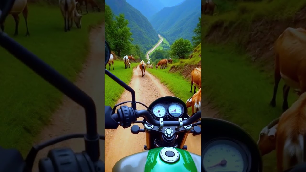 Dangerous Hill Ride with Wild Goats! #shorts #motorbike