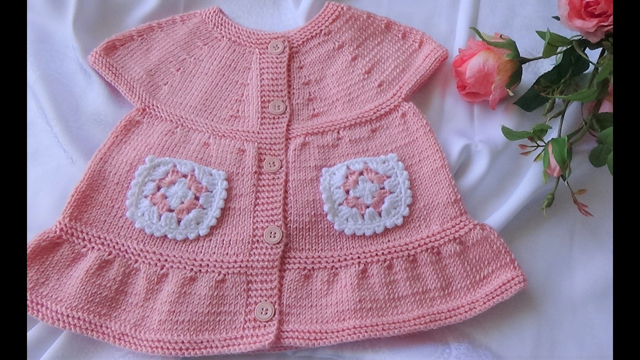 آموزش بافت لباس دخترونه شیک و فانتزی سایز 9 تا 12 ماه - Knitting girl dress
