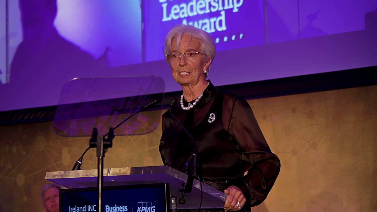 Christine Lagarde, President European Central Bank accepts the Sutherland Leadership Award