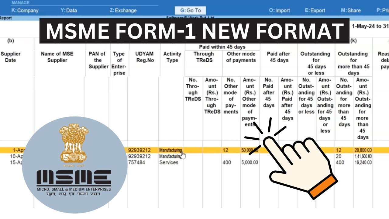 MSME Form 1 New Format in TallyPrime [2024]