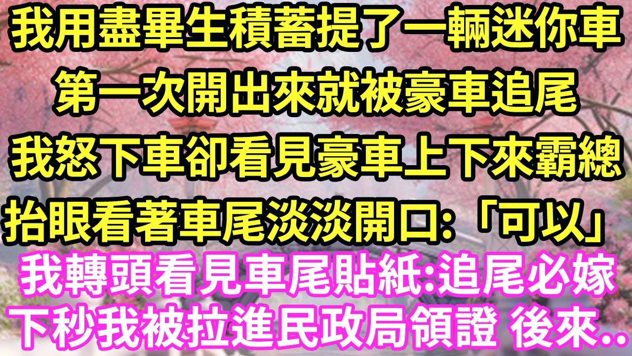 我用盡畢生積蓄提了一輛迷你車，第一次開出來就被豪車追尾，我怒下車卻看見豪車上下來霸總，抬眼看著車尾淡淡開口:「可以」我轉頭看見車尾貼紙:追尾必嫁，下秒被拉進豪車 後來揭開真相..#甜寵#小說#霸總