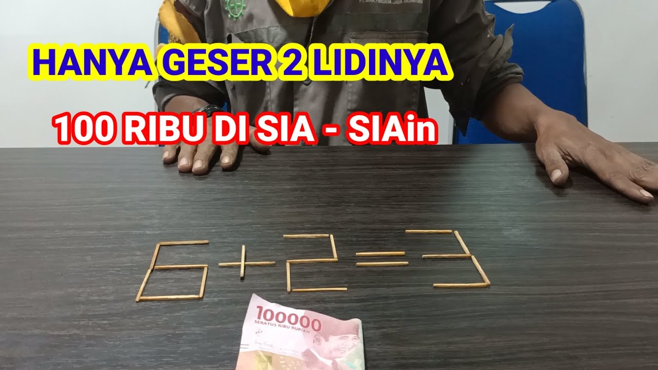 Asah Otak Teka Teki Lidi Geser 2 Batang Lidinya 6 + 2 = 3