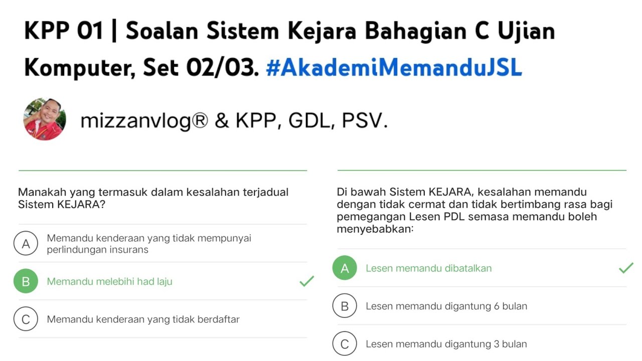 KPP 01 | Soalan Sistem Kejara Bahagian C Ujian Komputer, Set 02/03. #AkademiMemanduJSL
