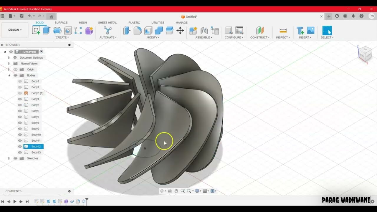 Designing a Fan Blade  in Autodesk Fusion 360 Tutorial