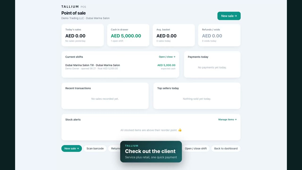 Tallium Salon & Spa Software Demo (UAE) | Bookings, POS & Billing in One Simple App