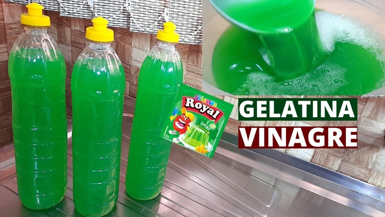 MULTIPLIQUE SEU DETERGENTE COM GELATINA E VINAGRE -  DESENGORDURANTE E POTENTE