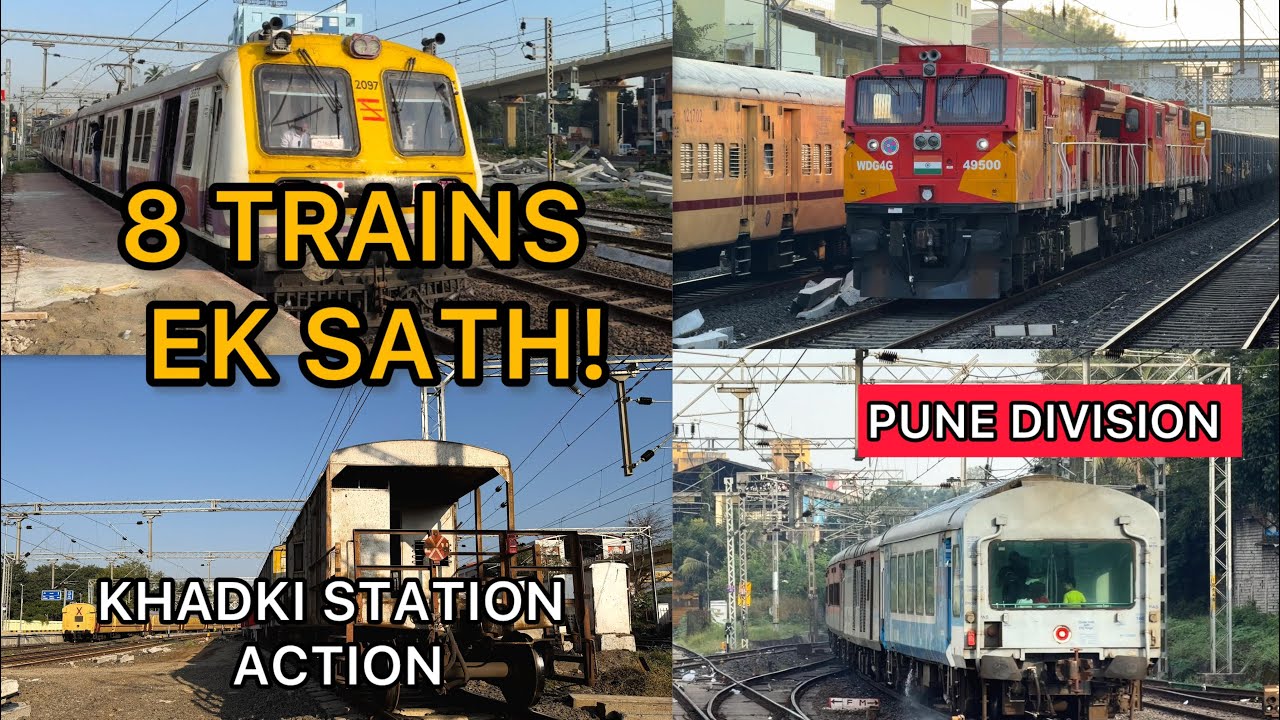 8 Trains Ek Saath Khadki Station | Khadki Station Train Compilation 