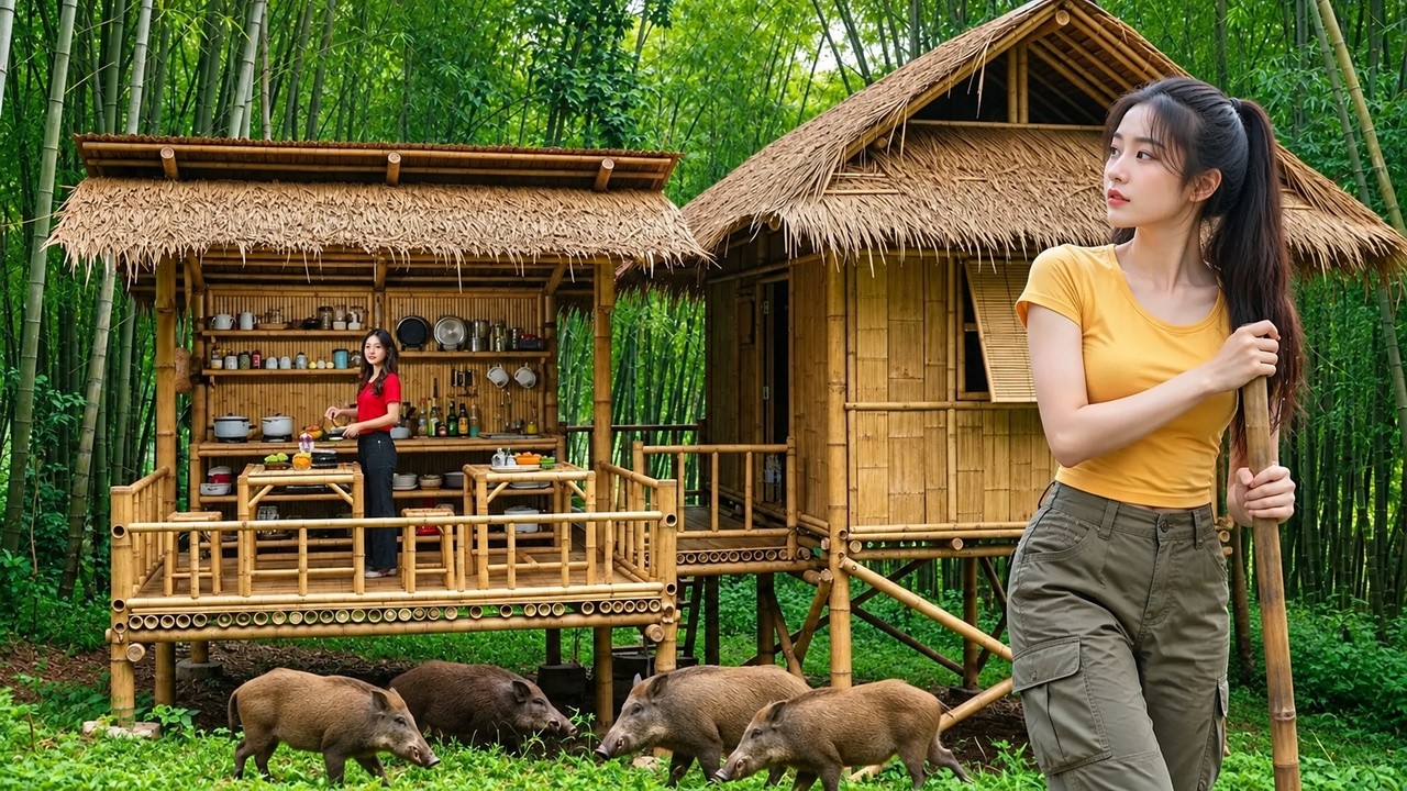 TIMELAPSE - Building a Bamboo House from Start to Finish | Wild Survival Off Grid