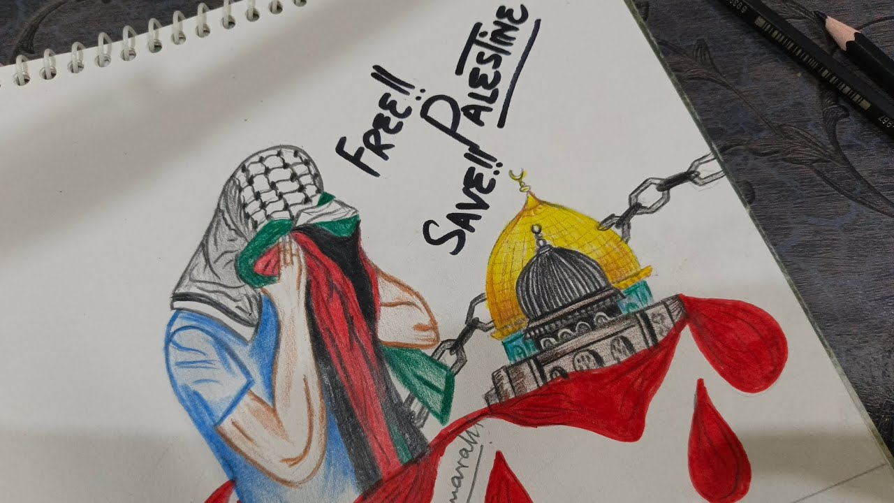 Free Palestine save Palestine!! Pencil Drawing step by step | Bismillah Art