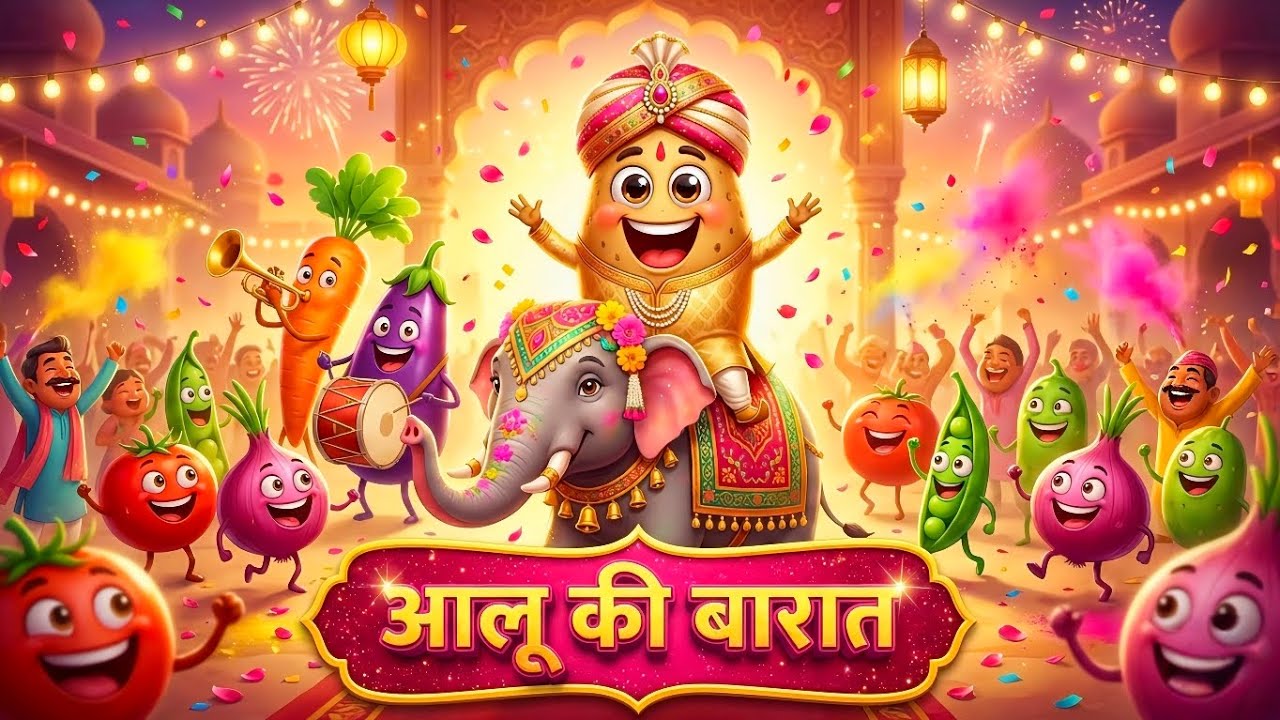 Aalu ki Barat | आलू की बारात | Hindi Rhymes for kids | Rangbirangi kahaniya 