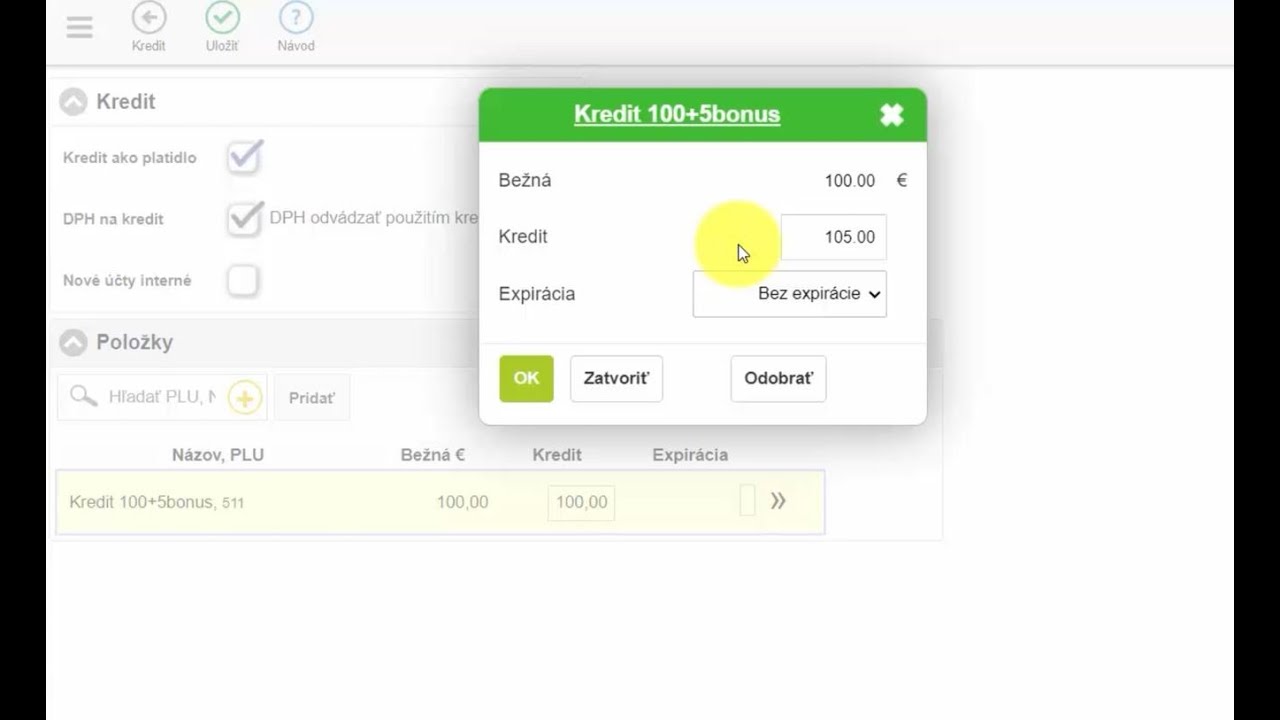 Virtuálna penaženka (Kreditný účet klienta) – nastavenie dobíjania kreditu v iKelp POS Mobile