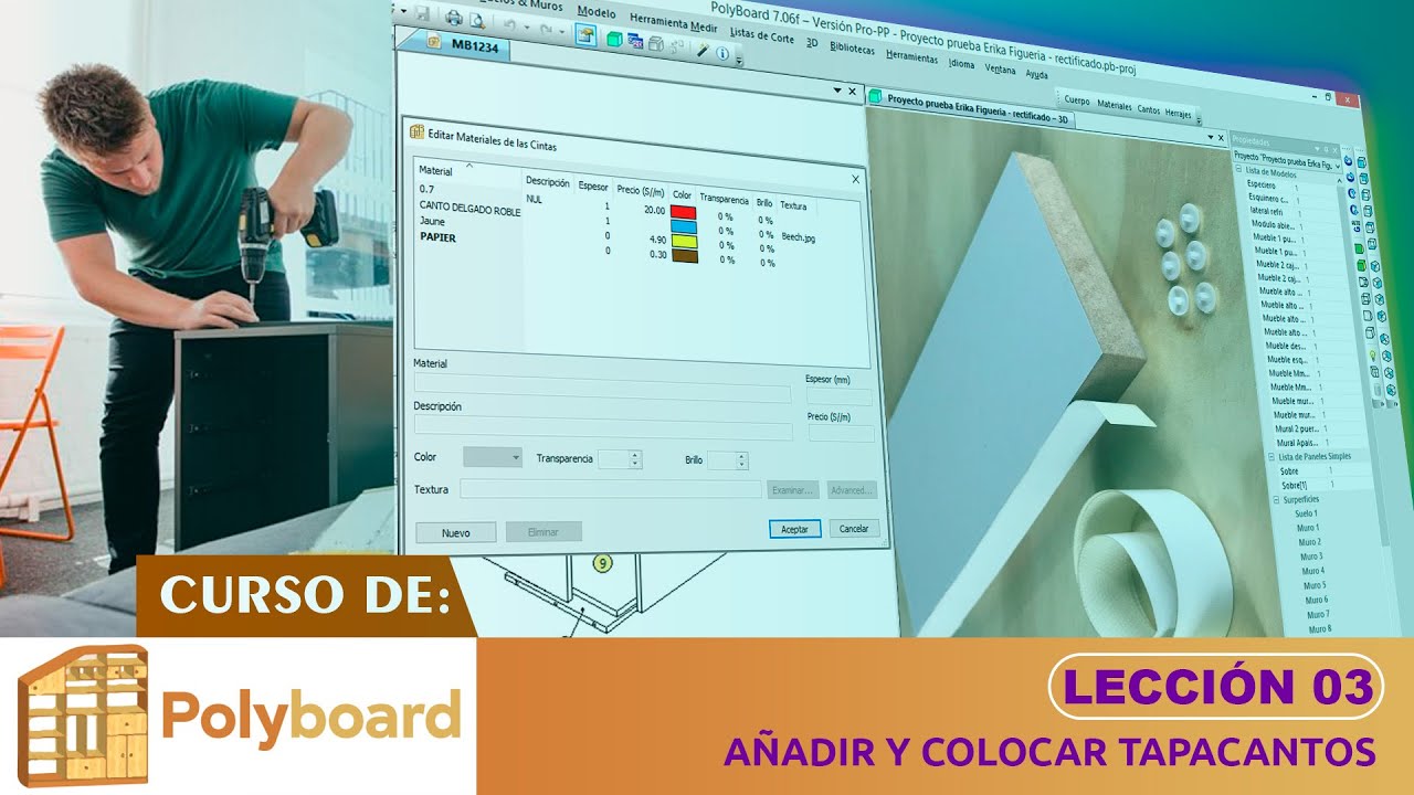 CURSO PolyBoard Leccion 03 - AÑADIR Y COLOCAR CANTOS CON SUBMETODOS - Joswir Arts 2023