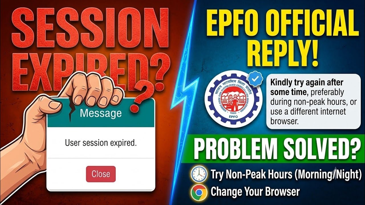EPFO Official Reply! 🚨 User Session Expired Problem Solution | EPFO Website Problem Fixed?