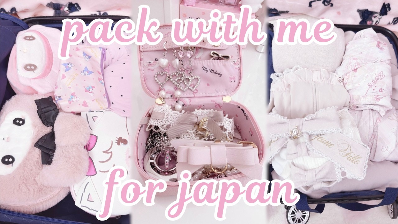 pack with me for 2 weeks in japan ♡ spoken vlog | OOTDs, sanrio goods, pink & girly aesthetic