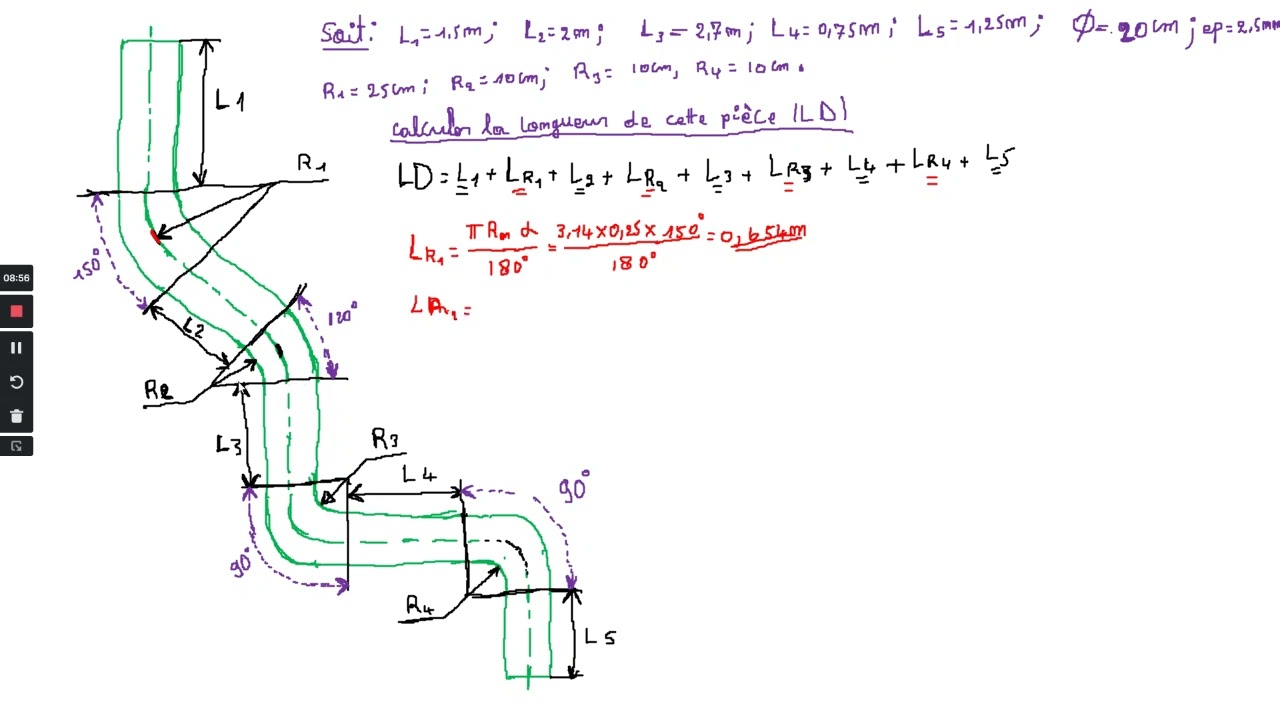calcule de longueur développé d'une pièce