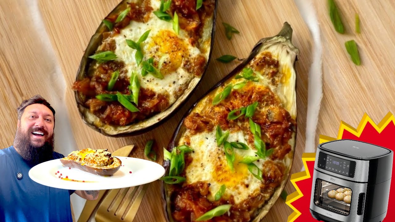 Berinjela Recheada  na Airfryer | Receita Fácil.
