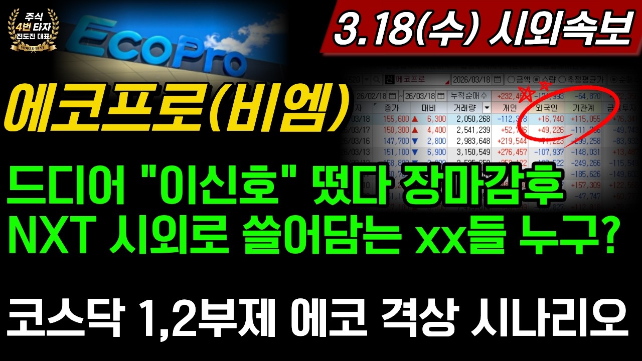 [2차전지] 에코프로,에코프로비엠💥장마감후 NXT 시외로 쓸어담고있는 xx들 누구? 드디어 이신호 떴다 코스닥 1,2부제 격상 시나리오 공개