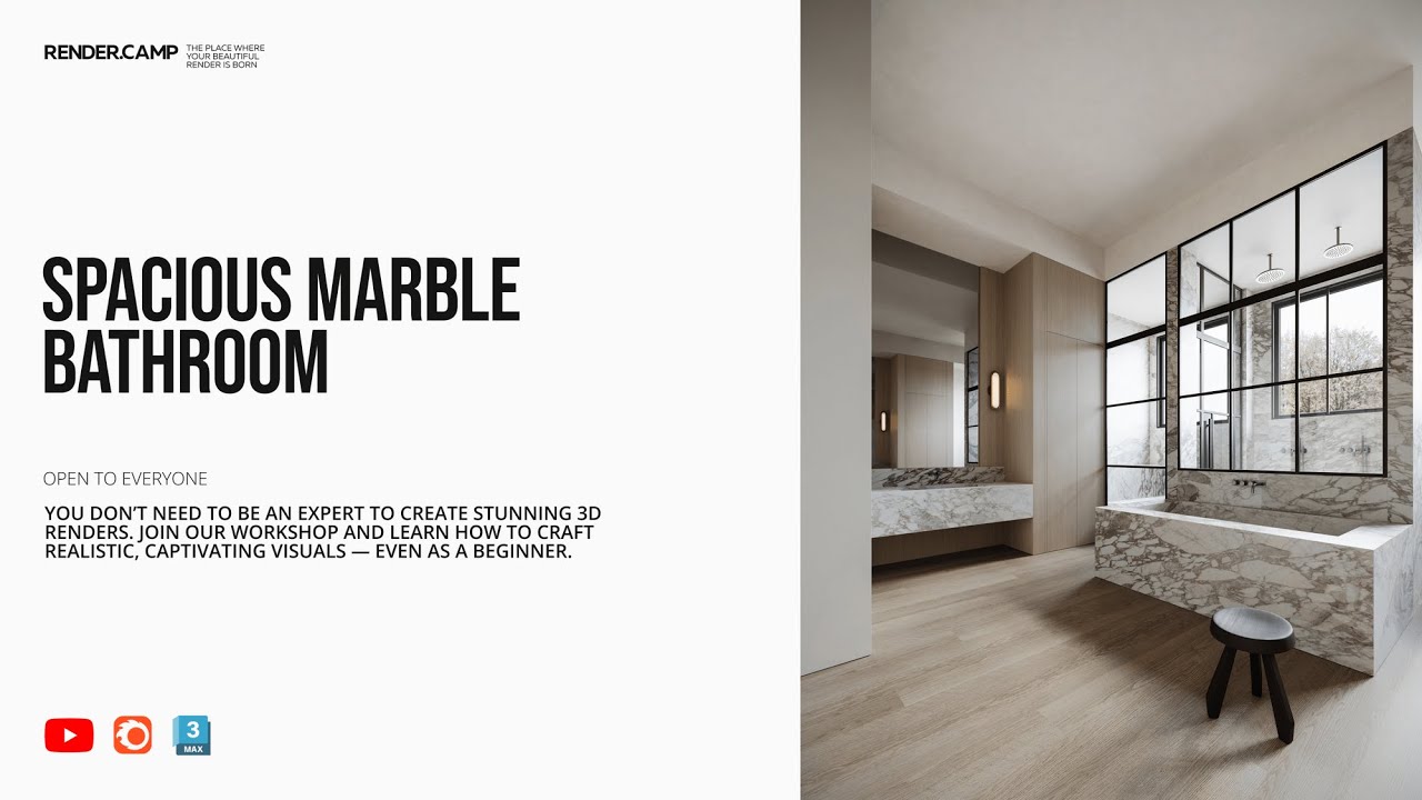 MARBLE BATHROOM | Interior Rendering Tutorial for Beginners | 3Ds Max + Corona Render