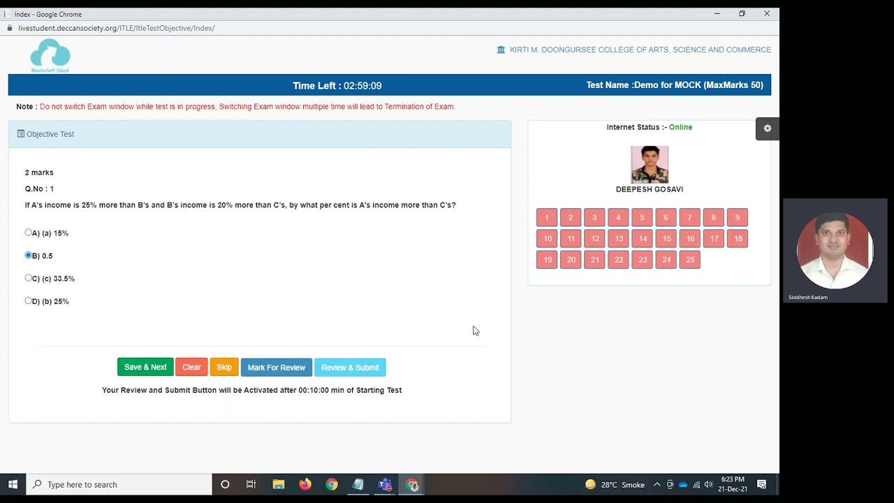 IMP Instructions for Online Exam | ITLE Exam | Jan 2022 | FY SEM ONE | Kirti College