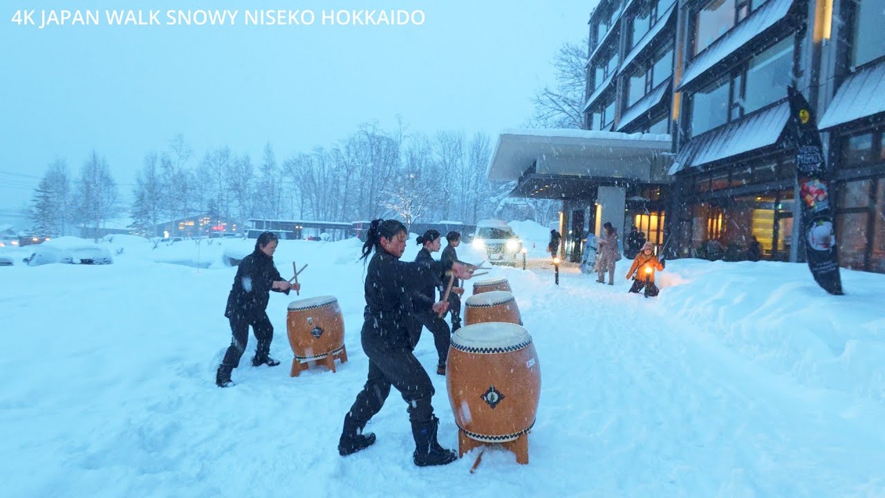 4K Japan Walk Snowy Niseko Hokkaido,The Best Powder Snow Town in the World北海道ニセコひらふを歩く
