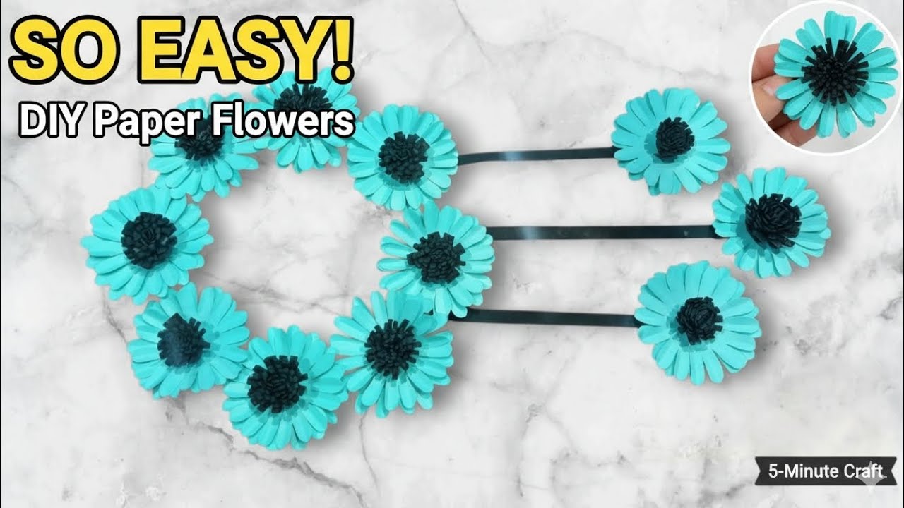 How To Make 3D Paper Flower Craft | step By Step Tutorial 🌼