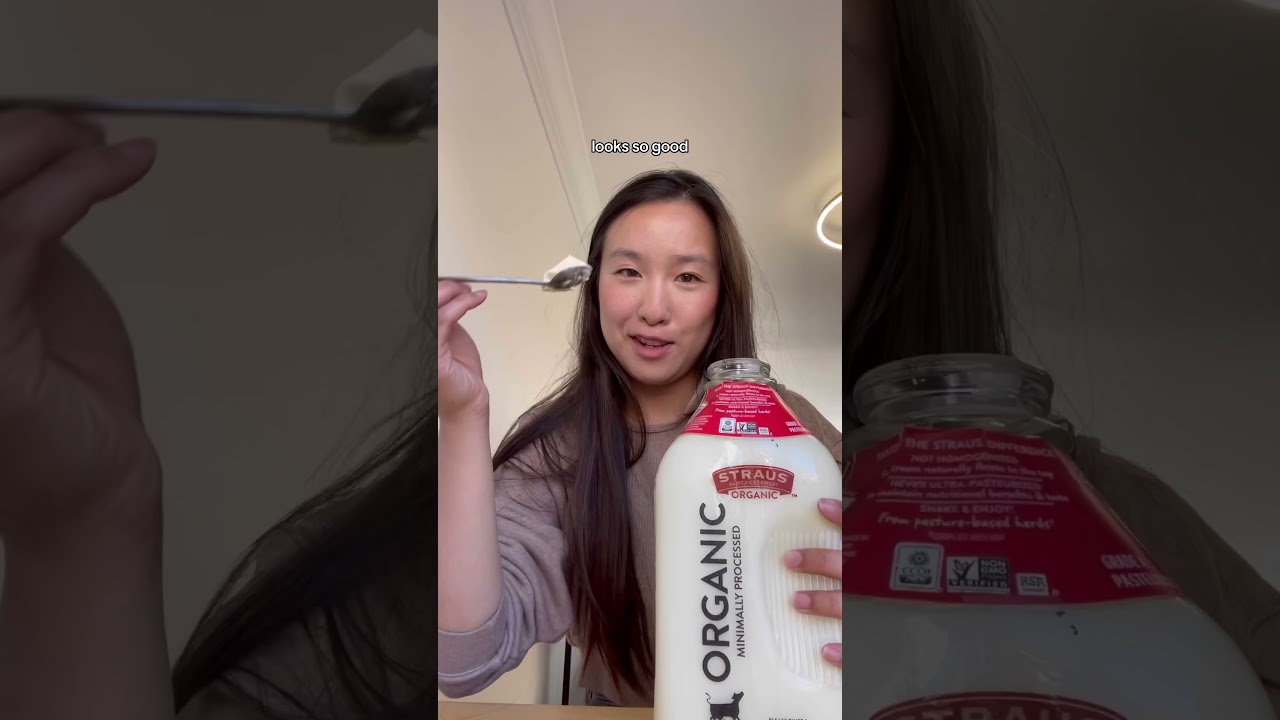 first cream top in over a month?! 🥛🥄 #milkmukbang #mukbang #wholemilk #tastetest