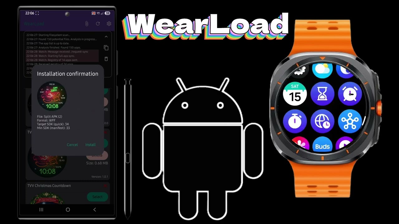 WearLoad - Install *.APK, *.APKS on Wear OS without a PC. Keep the installed WatchFace.