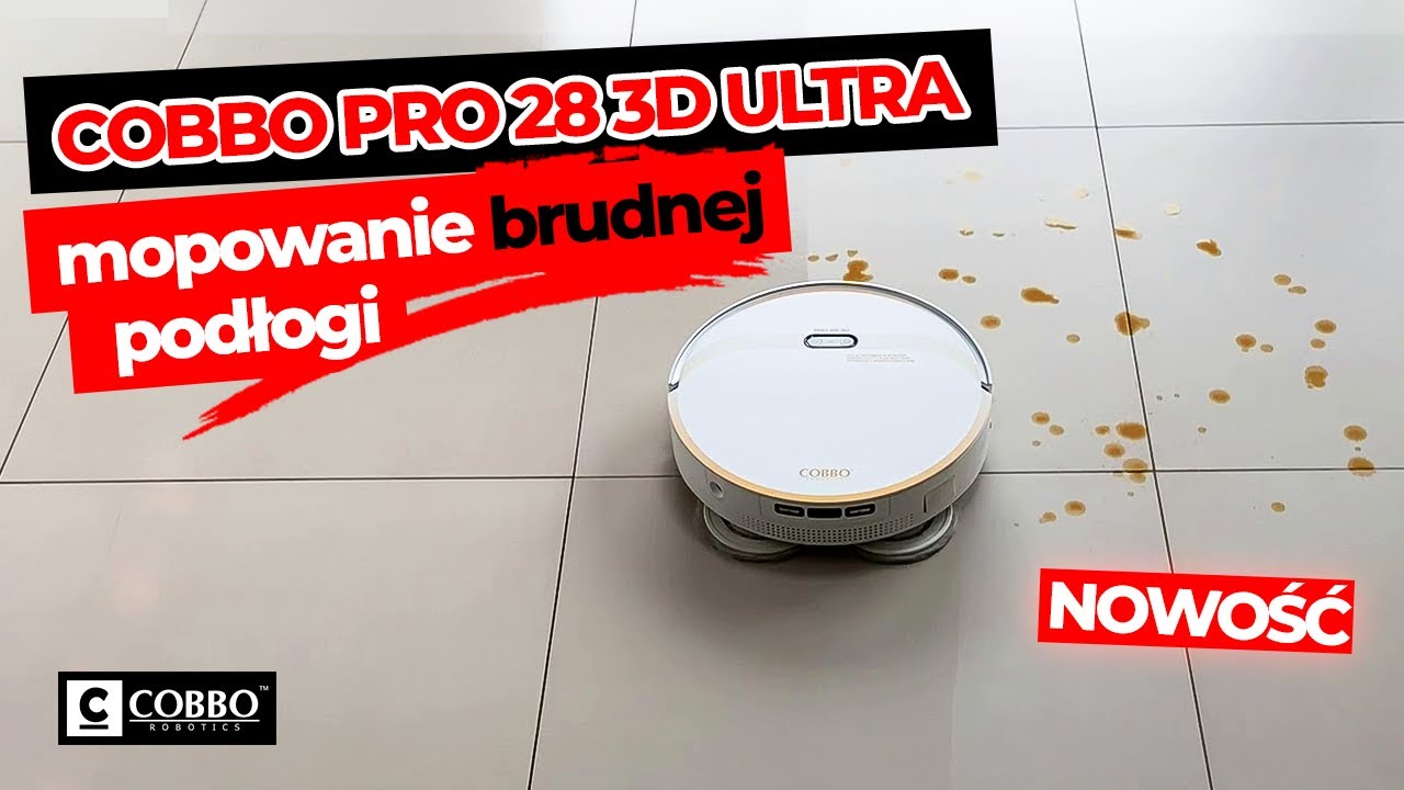 Robot sprzątający COBBO PRO 28 3D ULTRA - test mopowania na brudnej podłodze!
