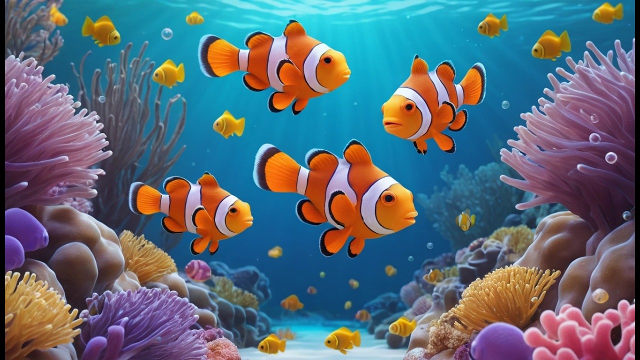 Ten Little Clownfish Swim Swim Swim | Tropical Underwater Song for Kids-