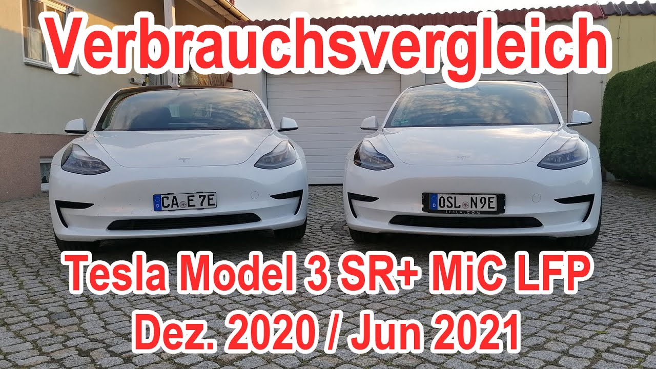 Verbrauchsvergleich Tesla Model 3 SR+ Facelift / Prefacelift