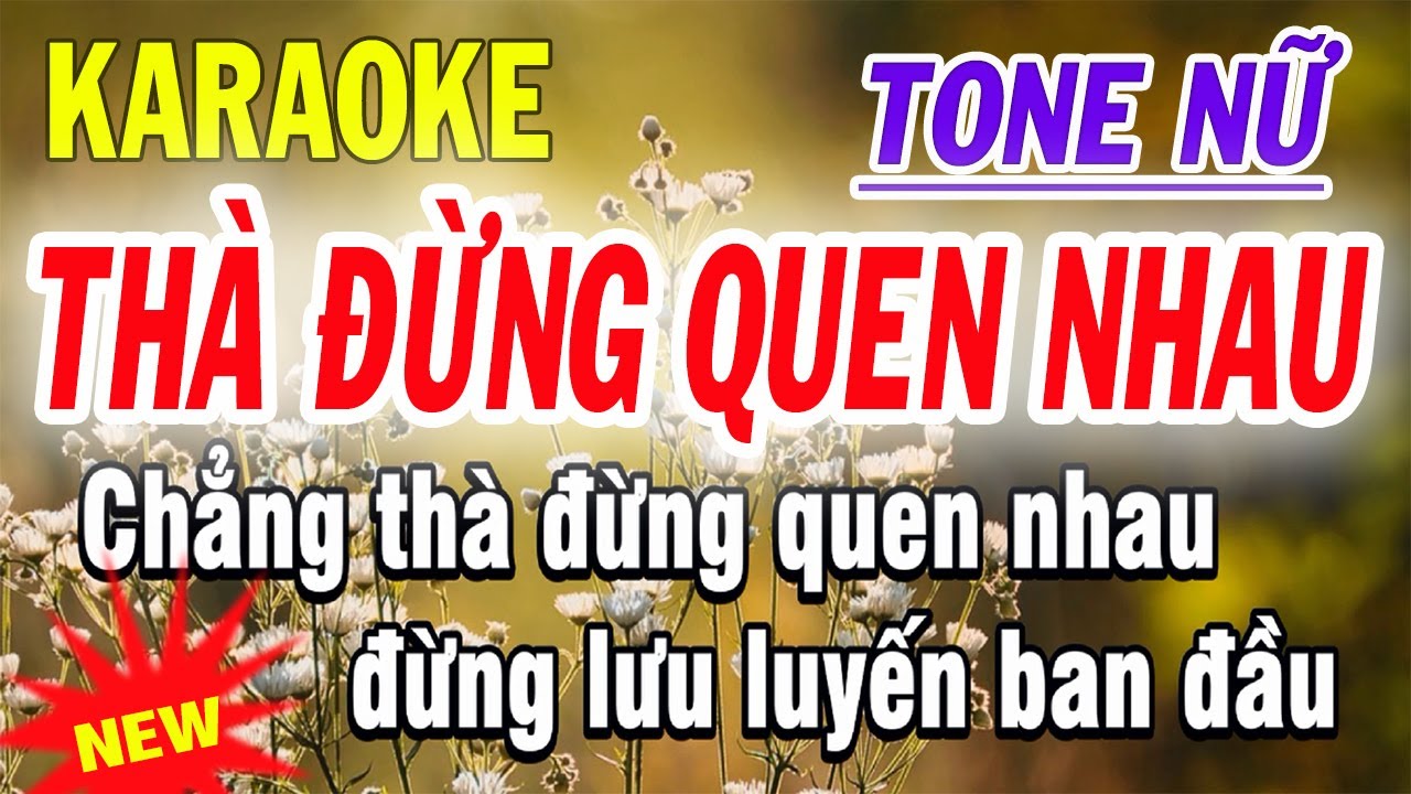 Thà Đừng Quen Nhau Karaoke - Tone Nữ - ST Nguyễn An Nhiên