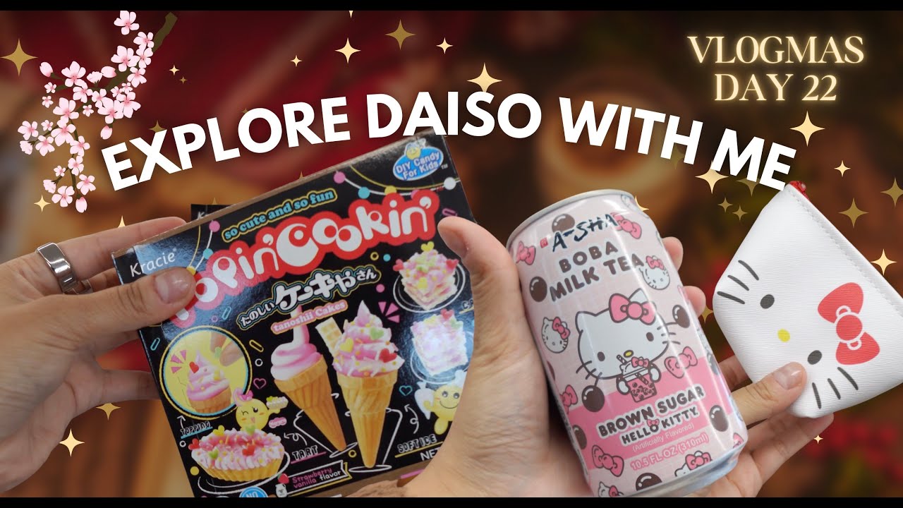 vlogmas day 22 🎄✨|| going to daiso for the first time 💒, sanrio galore✨, japanese snacks 🍱, & more 💗