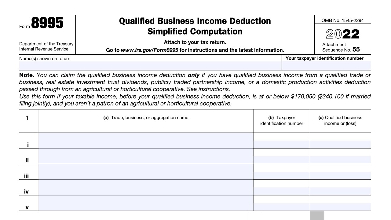 IRS Form 8995 walkthrough ARCHIVED COPY - READ COMMENTS ONLY