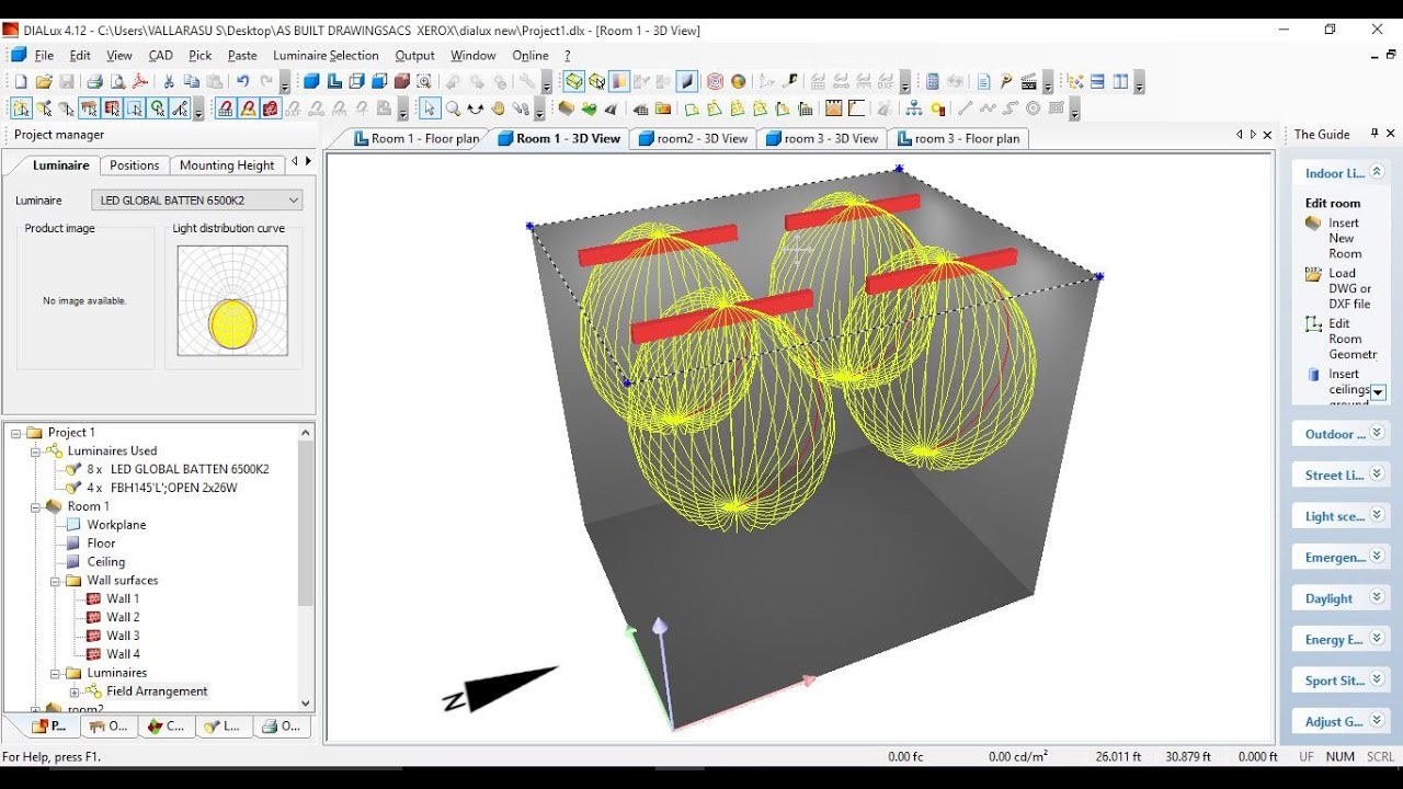 Interior lighting Design by Dialux incorporated to autocad drawing - Tutorial 1 - Tamil - Aathi