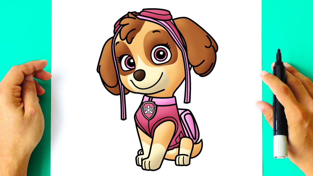 Como DESENHAR a PATRULHA CANINA - Cómo DIBUJAR a LA PATRULLA CANINA - SKYE - Paw Patrol Drawing