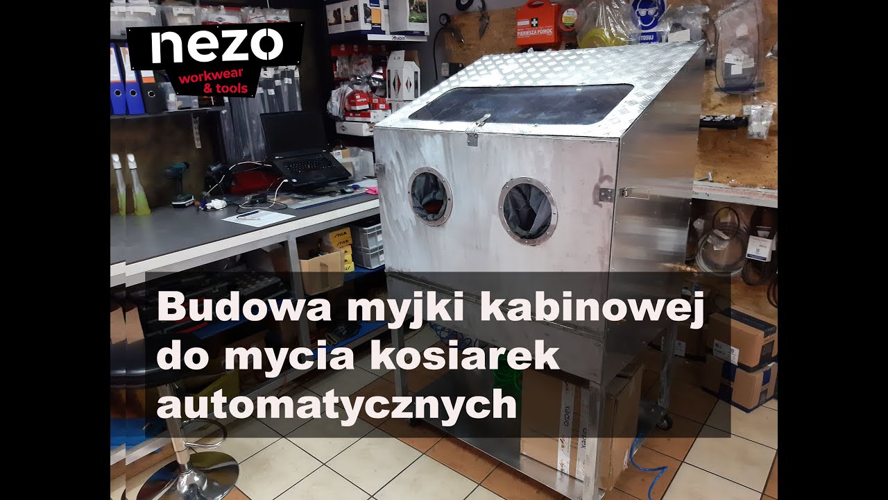 Budowa myjki kabinowej . Cabin washer for robotic mowers Budowa myjki kabinowej.