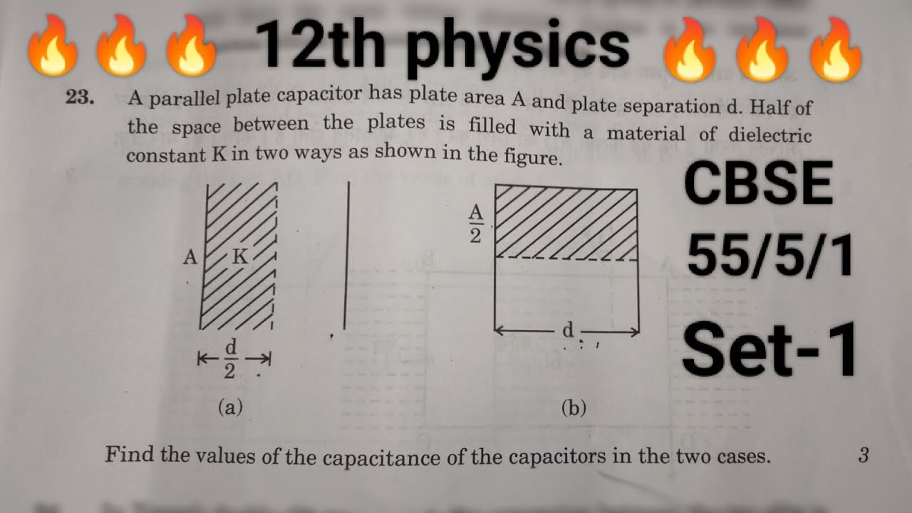 A parallel plate capacitor has plate area A and plate separation d.Half of the space between the
