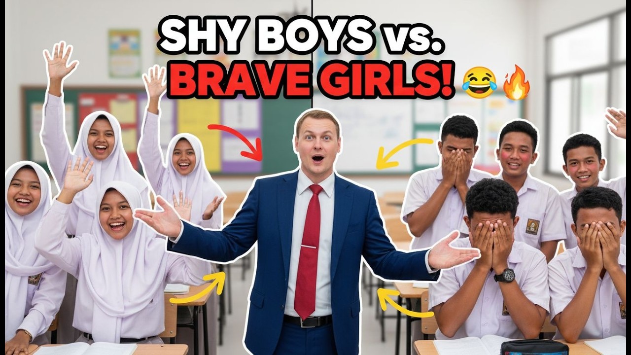 Indonesian Boarding School Students Practice English – Shy Boys vs. Confident Girls! 🇮🇩😅🗣️