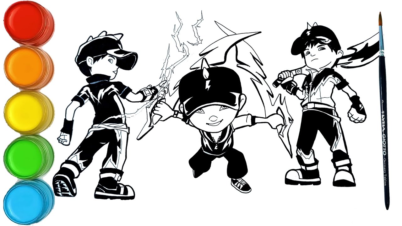 Menggambar dan mewarnai BOBOIBOY kuasa Halilintar bentuk komplit | Super kreatif anak