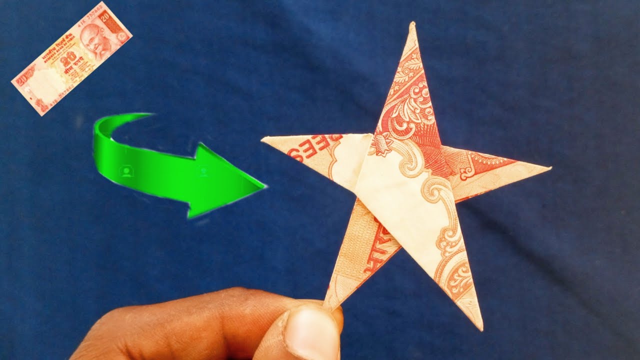 नोट से स्टार बनाना  | Rs. 20 Single Note 20 Rupees Origami STAR ⭐