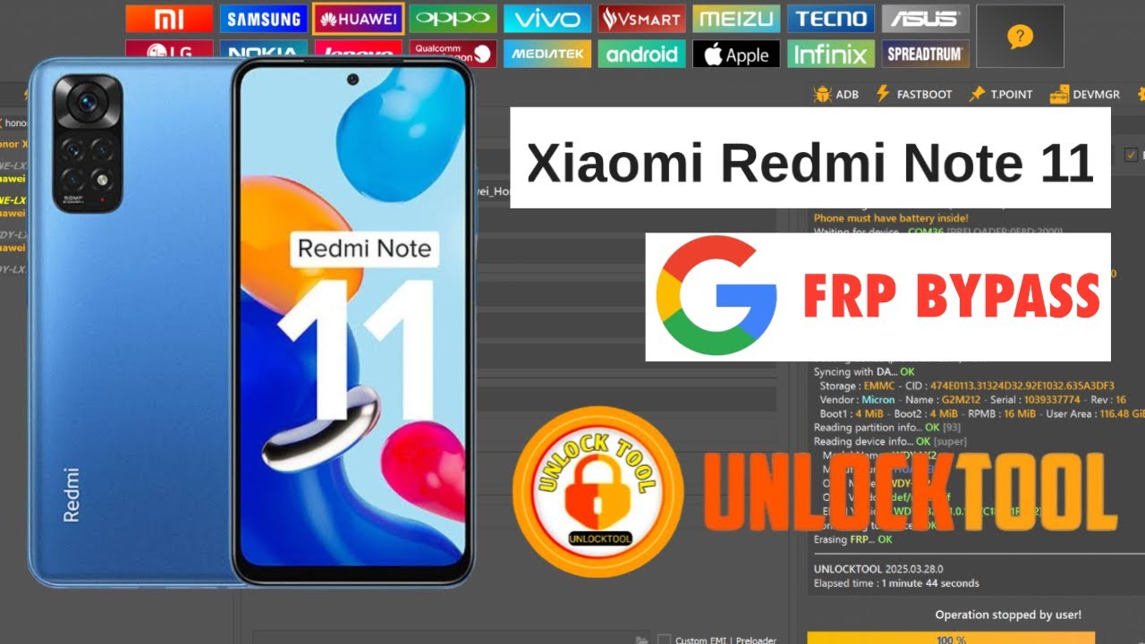 Xiaomi Redmi Note 11 Frp Bypass Unlock Tool