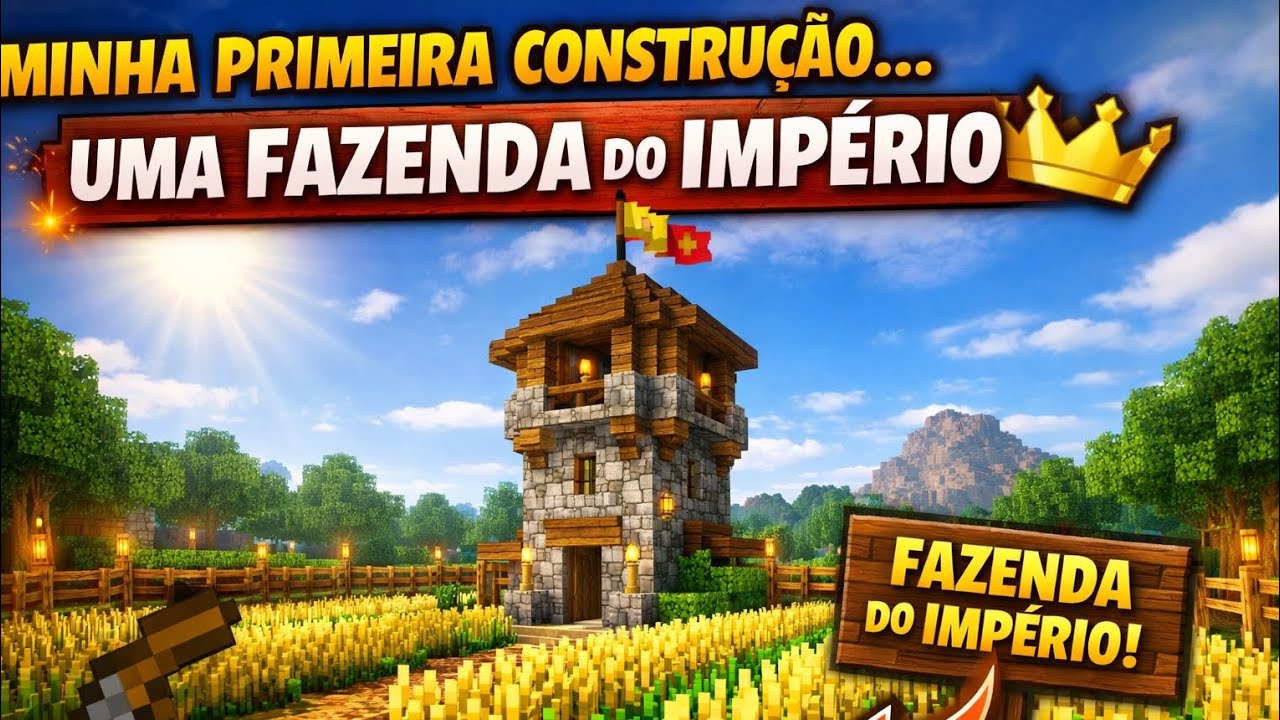 Minha Primeira Construção… Uma Fazenda do Império | Minecraft Survival #1”