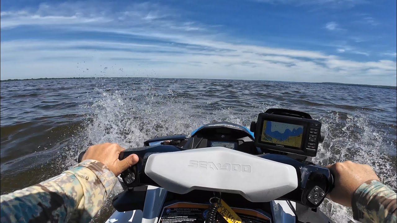 57 MILES ON THE SEADOO FISHPRO SCOUT ON THE CHOPPY WATERS OF LAKE WINNEBAGO. ALMOST RAN OUT OF FUEL!
