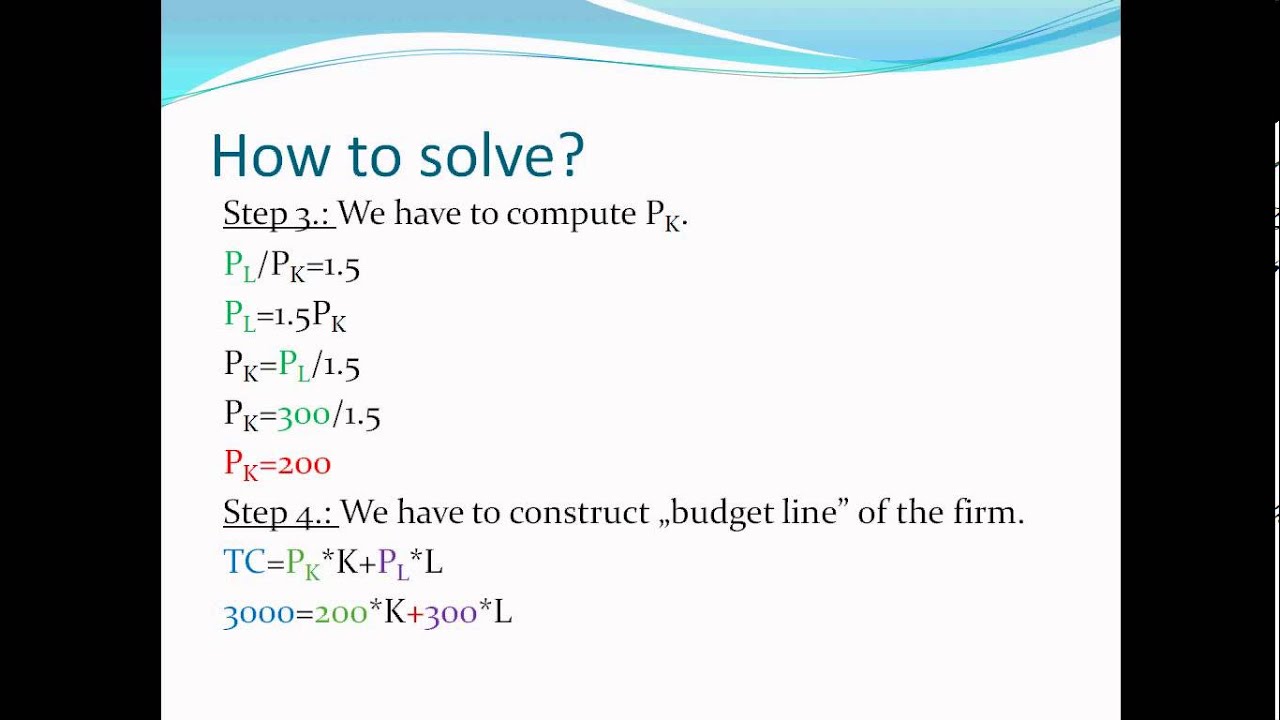 How to solve? - Optimal input use in the long run