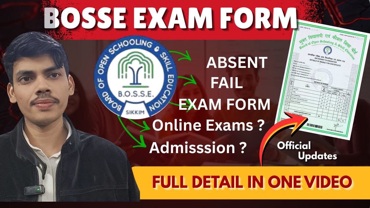 BOSSE Board Sikkim Absent  Fail Students Exam Form Open  March April Exam | BOSSE Admission