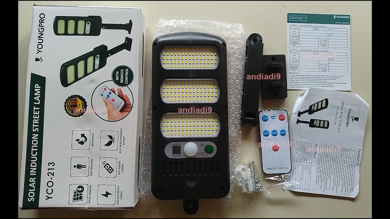 YOUNGPRO YCO 213 LAMPU TENAGA SURYA SOLAR PANEL SENSOR GERAK TAMAN RUMAH GARASI