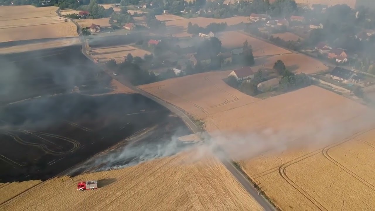Drone Footage Captures Wildfire Burning as Heatwave Grips Poland