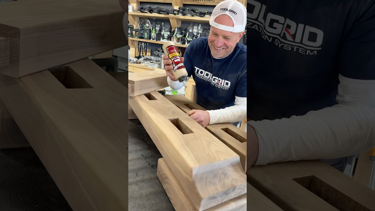 Time to glue up the all the table base pieces with @T@Titebond dark and @Bor@BoraToolmps!
