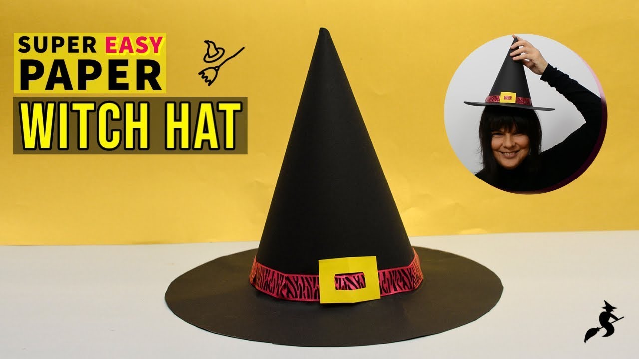 Paper Witch Hat, How to make paper hat.Easy witch hat tutorial.How to make a wizard hat out of paper