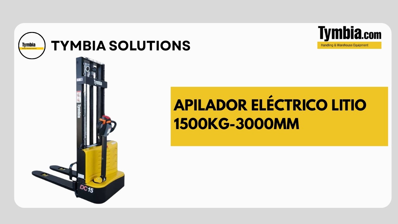 Apilador Eléctrico 1500kg Litio 24V/60Ah | Elevación 3000mm | TYMBIA
